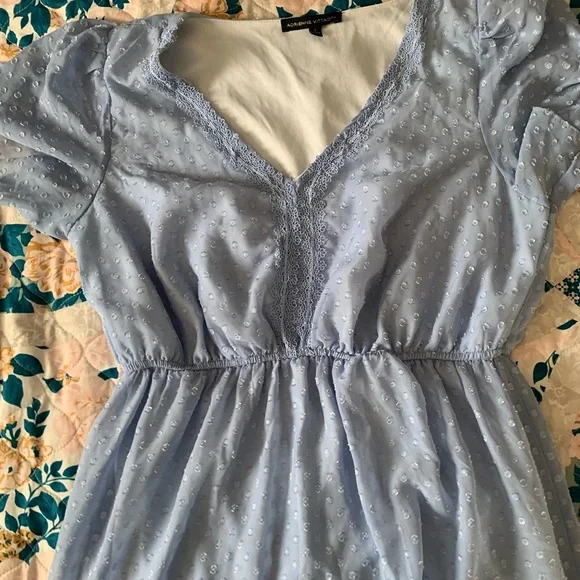 adrienne vittadini blue dress Navy Rayon-Spandex A-Line Dress